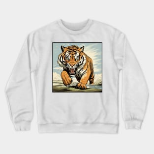 Colorful Tiger Cartoon Vintage Bengals Tiger Drawing Comics Fearless Tiger Crewneck Sweatshirt